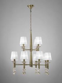 Tiffany Antique Brass-White Crystal Ceiling Lights Mantra Tiered Crystal Fittings